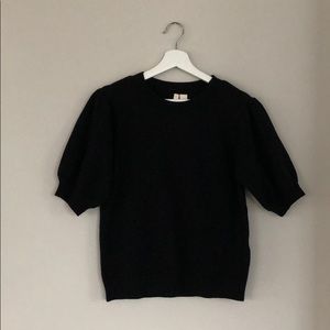 Anthropologie Moth Black Short Sleeve Sweater L